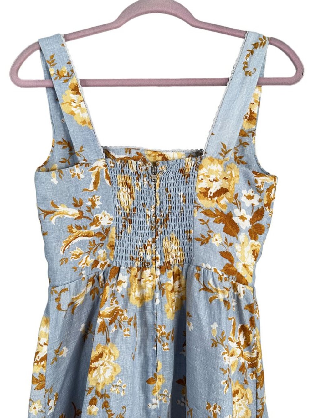 NWT Reformation Tagliatelle Heavenly Midi Linen Dress Blue Yellow Floral 2 - Picture 5 of 8